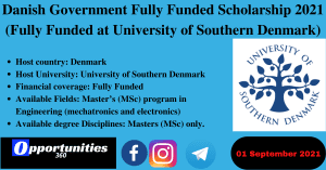 Danish Government Fully Funded Scholarship 2021 (Fully Funded at University of Southern Denmark)
