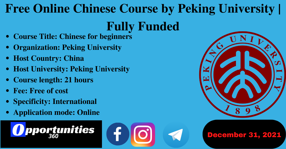 Free Online Chinese Course by Peking University Fully Funded