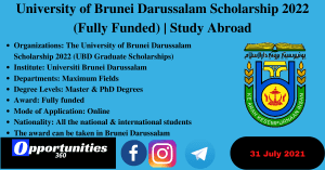 University of Brunei Darussalam Scholarship 2022 (Fully Funded) | Study Abroad