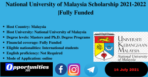 National University of Malaysia Scholarship 2021-2022 |Fully Funded