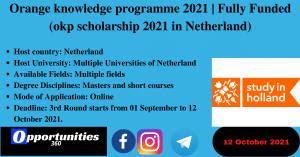 Orange knowledge programme 2021 | Fully Funded (okp scholarship 2021 in Netherland)