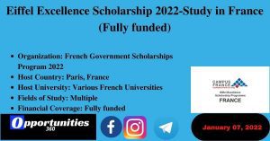 Eiffel Excellence Scholarship 2022