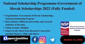 Government of Slovak Scholarships 2022