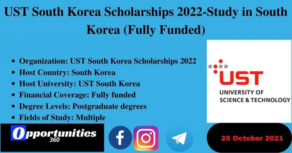 UST South Korea Scholarships 2022