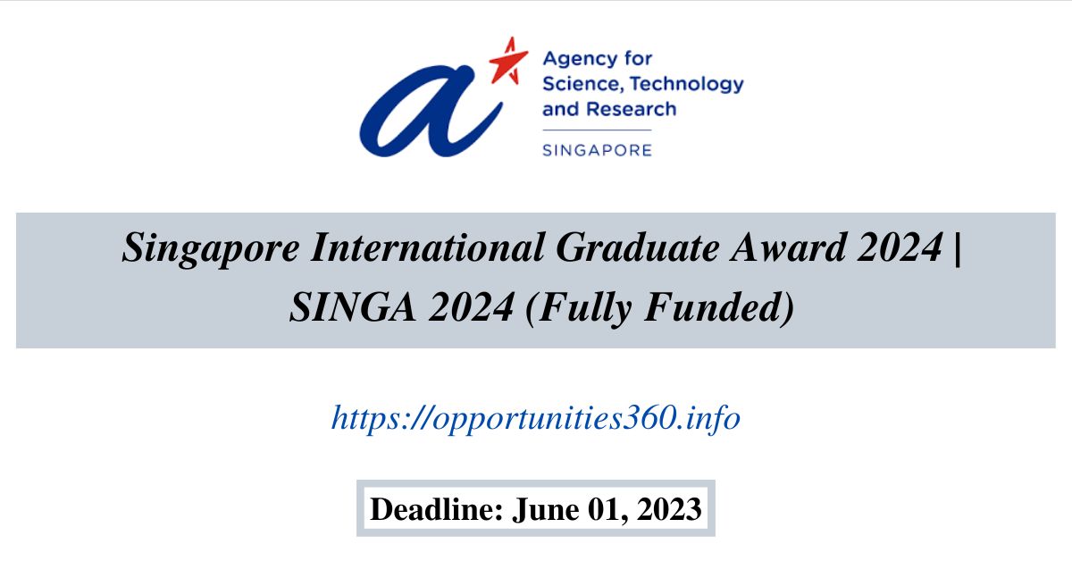 Singapore International Graduate Award 2024 Fully Funded SINGA 2024