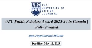 UBC Public Scholars Award 2023