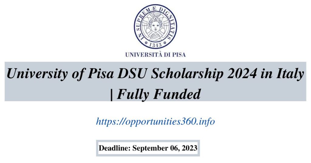 University of Pisa DSU Scholarship 2024