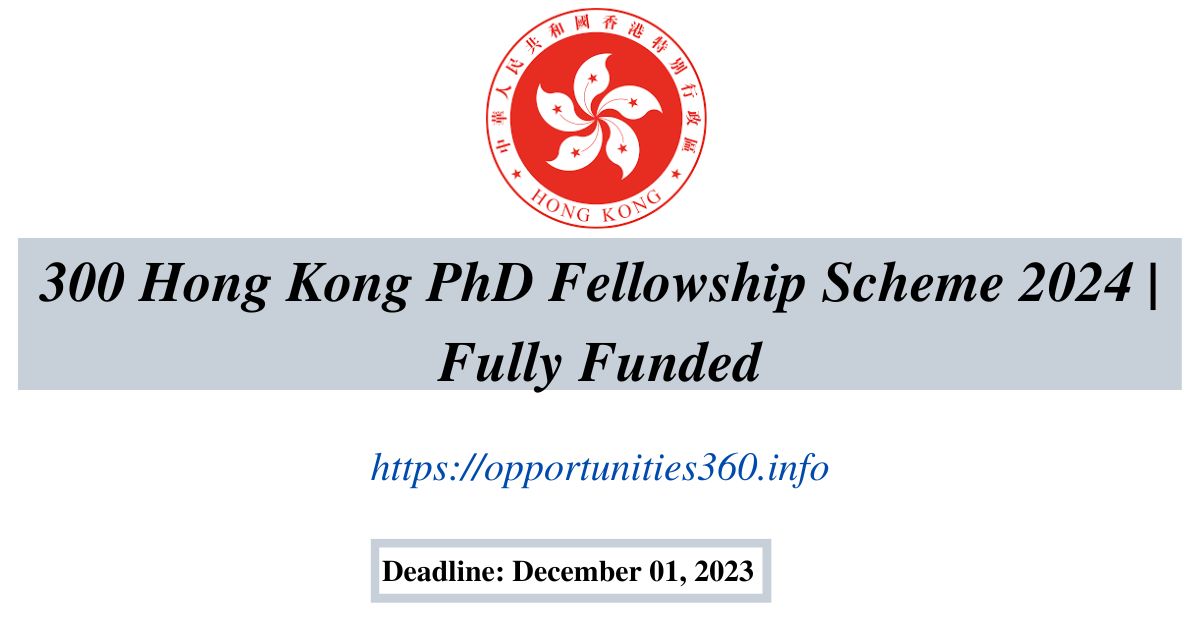 300 Hong Kong PhD Fellowship Scheme 202425 Fully Funded