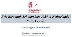 Eric Bleumink Scholarships 2024 in Netherlands
