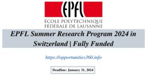 EPFL Summer Research Program 2024