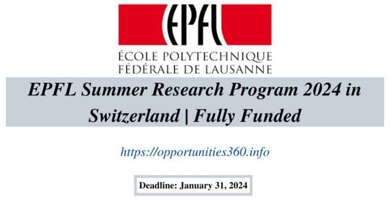 EPFL Summer Research Program 2024 In Switzerland | Fully Funded ...